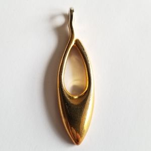 Vintage pendant gold tone metal long open oval modernist design